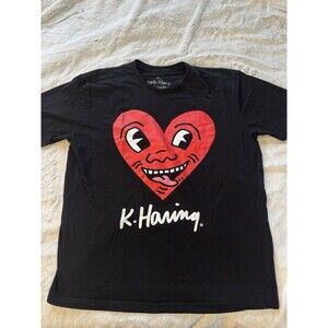 Keith Haring Heart Graphic Tee Ripple Junction Black T-Shirt Sz XL